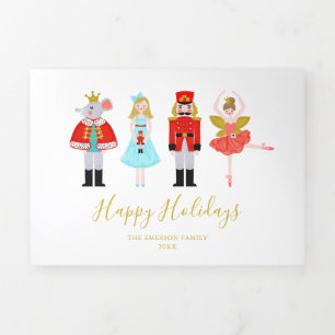 Carte De Fin D'année Trois Volets Aquarelle photo Noisette de Noël