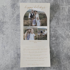 Carte De Fin D'année Trois Volets Arche moderne | Cream Happy Holidays Photo Collage