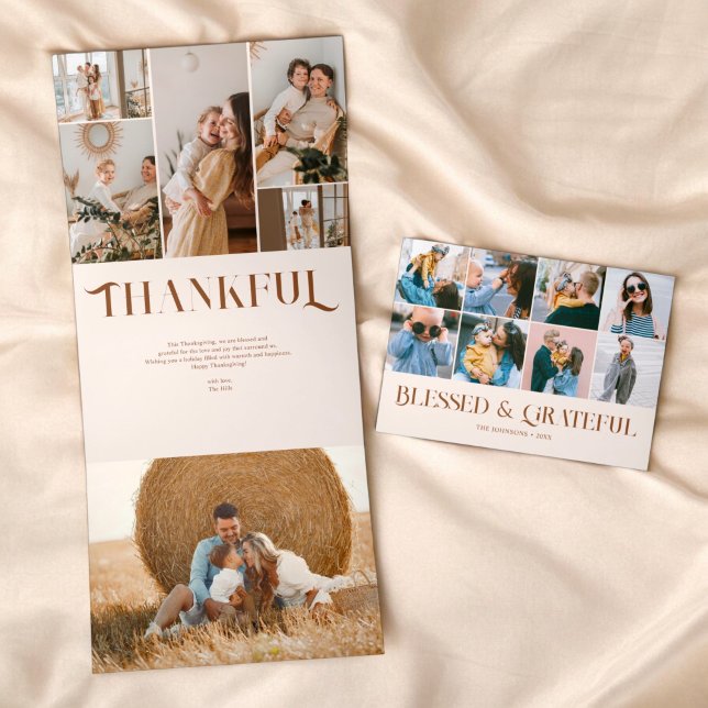 Carte De Fin D'année Trois Volets Béni Grateful 18 Photo Fancy Thanksgiving (Créateur téléchargé)