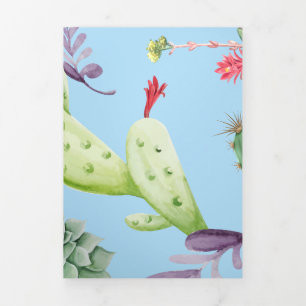 Carte De Fin D'année Trois Volets Cactus Motif 10