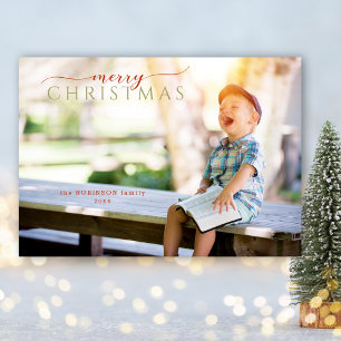 Carte De Fin D'année Trois Volets Calligraphie minimaliste Salutation & photo