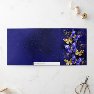 Carte De Fin D'année Trois Volets Composition avec papillons Sapphire
