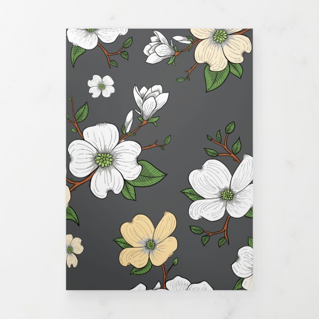 Carte De Fin D'année Trois Volets Design floral 5 (Page de couverture)