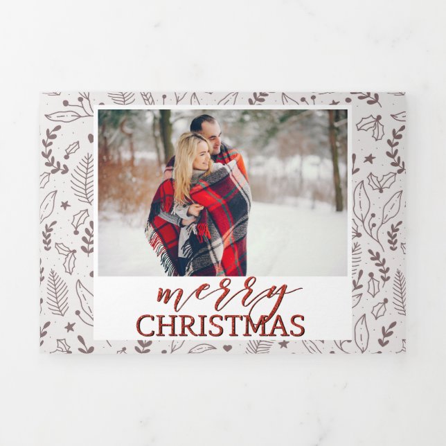 Carte De Fin D'année Trois Volets Élégant Noël multi photo (Page de couverture)
