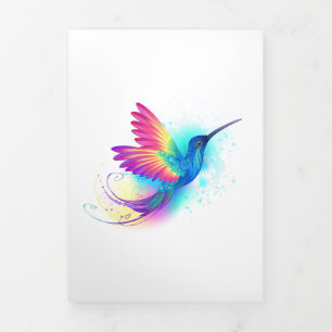 Carte De Fin D'année Trois Volets Exotic Rainbow Hummingbird