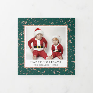 Carte De Fin D'année Trois Volets Faux Gold Flakes Noël