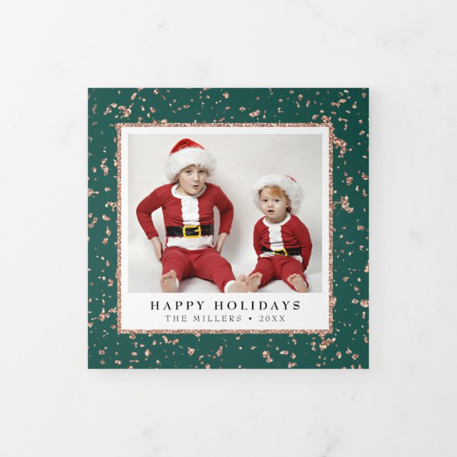 Carte De Fin D'année Trois Volets Faux Gold Flakes Noël (Protection)