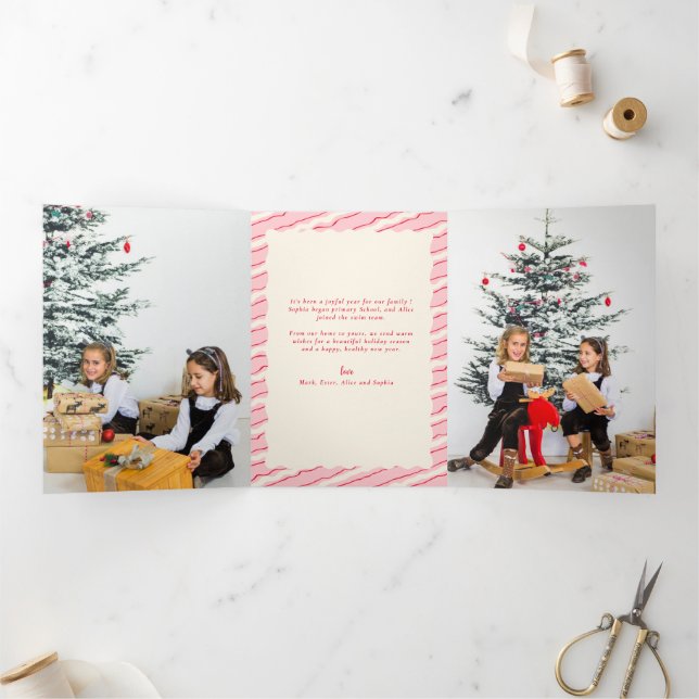 Carte De Fin D'année Trois Volets Festif moderne Noël (Intérieur)