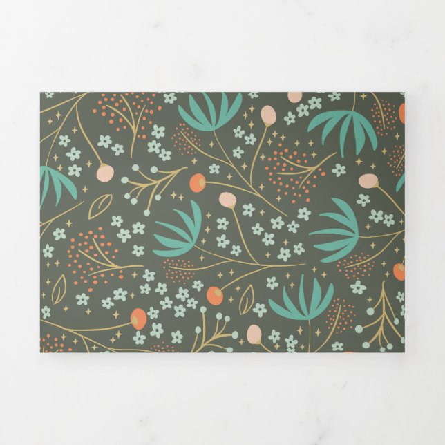 Carte De Fin D'année Trois Volets Floral de Christmas (Page de couverture)