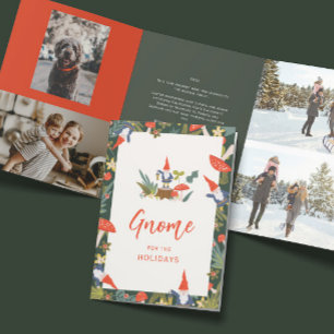 Carte De Fin D'année Trois Volets Gnome pour les fêtes Noël