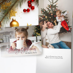 Carte De Fin D'année Trois Volets Gold Sparkings Joyeux Noël Calligraphie Photo