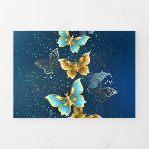 Carte De Fin D'année Trois Volets Golden butterflies