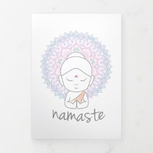 Carte De Fin D'année Trois Volets Joli Bouddha disant Namasté
