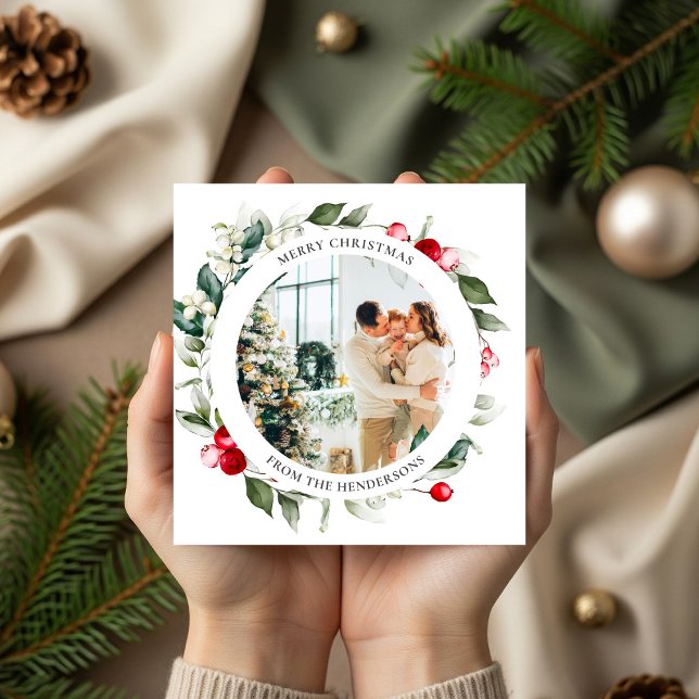 Carte De Fin D'année Trois Volets Joyeux Noël Berry Feuille Photo (Créateur téléchargé)