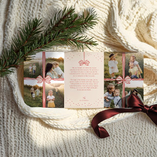 Carte De Fin D'année Trois Volets Joyeux Noël Elegant Bow Présent Photo Collage