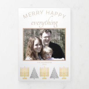 Carte De Fin D'année Trois Volets Joyeux Tan Happy Tan Interfaith Elegance 3 Photo