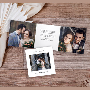 Carte De Fin D'année Trois Volets Machine à écrire minimale   Joyeux et marié photo 