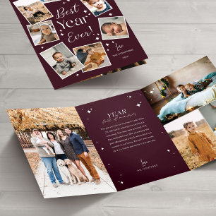 Carte De Fin D'année Trois Volets Meilleure année ! Collage de la photo de famille