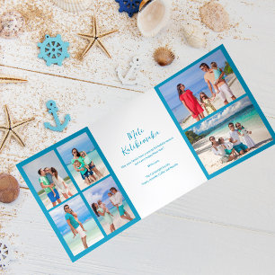 Carte De Fin D'année Trois Volets Mele Kalikimaka Collage de photos de famille Bleu 