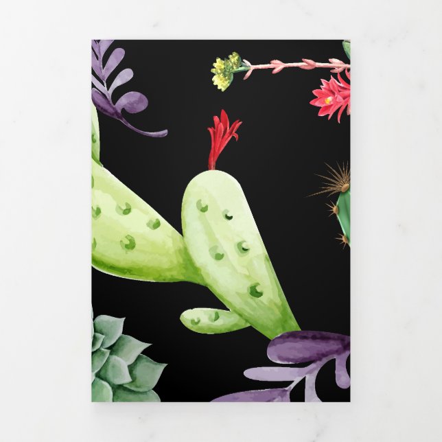 Carte De Fin D'année Trois Volets Motif Cactus 2 (Page de couverture)