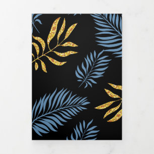 Carte De Fin D'année Trois Volets Motif feuille 17