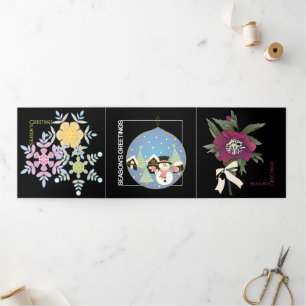Carte De Fin D'année Trois Volets Noël Amour rire lumière