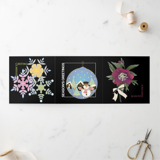 Carte De Fin D'année Trois Volets Noël Amour rire lumière (Extérieur)