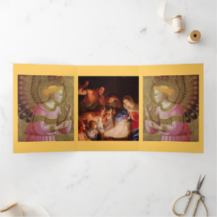 Carte De Fin D'année Trois Volets Noël anges Nativité