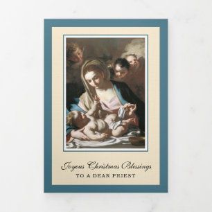 Carte De Fin D'année Trois Volets Noël religieux Jésus Vierge Marie Poème