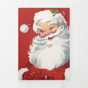 Carte De Fin D'année Trois Volets Noël vintage, Père Noël en train de couler