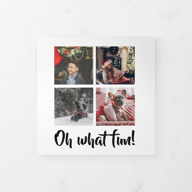 Carte De Fin D'année Trois Volets Oh What Fun Photo Noël personnalisé (Protection)