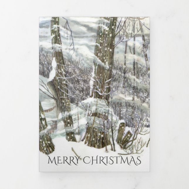 Carte De Fin D'année Trois Volets Peinture à l'eau d'hiver (Page de couverture)