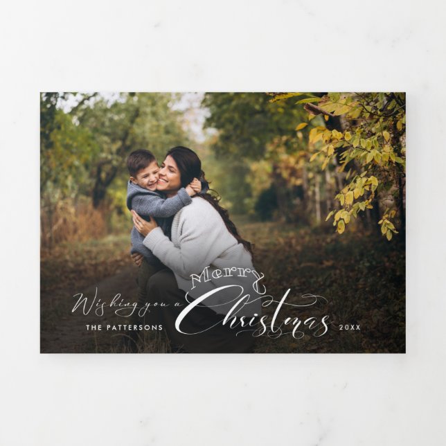 Carte De Fin D'année Trois Volets Photo moderne Joyeux Noël (Page de couverture)