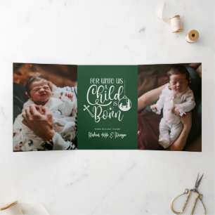 Carte De Fin D'année Trois Volets POUR NOUS UN ENFANT EST NÉ   Ajouter votre photo