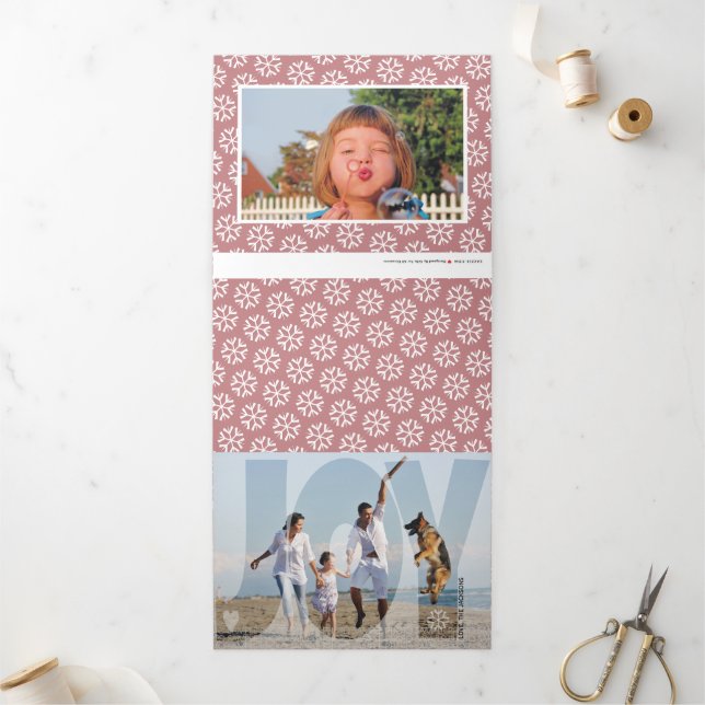Carte De Fin D'année Trois Volets Superposer joie Noël vacances poussiéreuses photo  (Extérieur)
