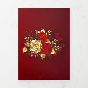 Carte De Fin D'année Trois Volets Trois Roses de bijoux