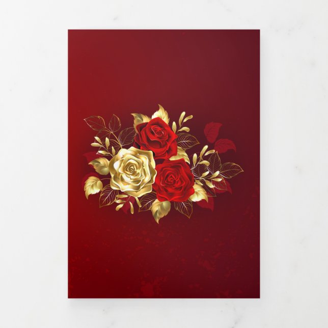 Carte De Fin D'année Trois Volets Trois Roses de bijoux (Page de couverture)