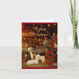 Carte de fin de année de Noël d'alpaga