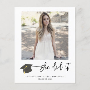 Carte de fin d'études avec photo de casquette univ