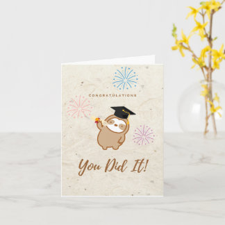 Carte de fin d'études mignonne Sloth
