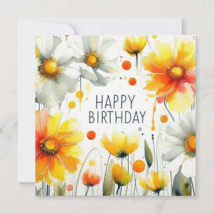 carte de fleur de cadre d'anniversaire heureux