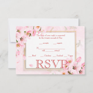 Carte de fleurs de cerisier rose RSVP de mariage
