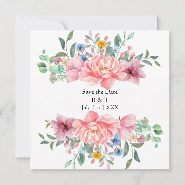 carte de fleurs personnalisée pour save the date (Devant)
