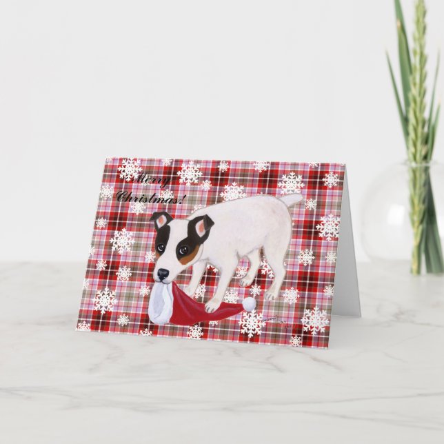 Carte de flocons de neige de Noël de Jack Russell (Devant)