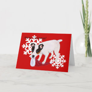 Carte de flocons de neige de Noël de Jack Russell