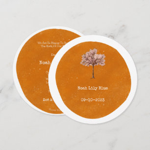 Carte de forme de cercle jaune abstrait arbre rose