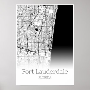 Carte de Fort Lauderdale - Floride - Poster de car