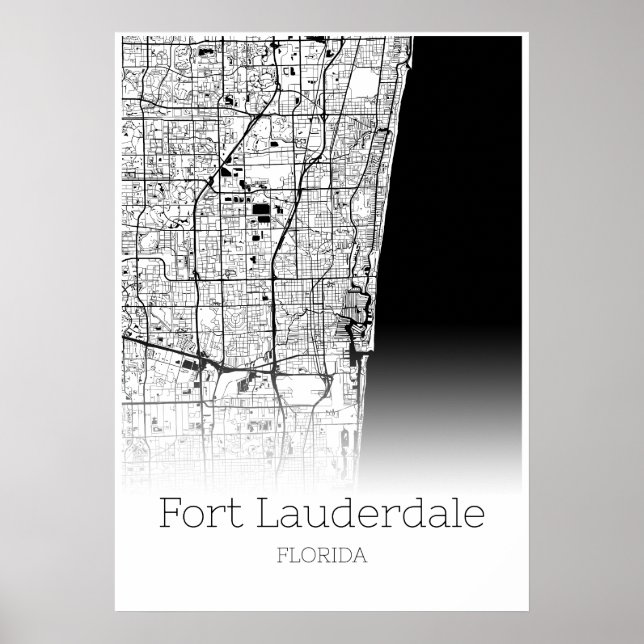 Carte de Fort Lauderdale - Floride - Poster de car (Devant)