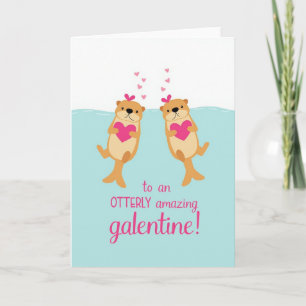 Carte de Galentine incroyablement loutre bleue