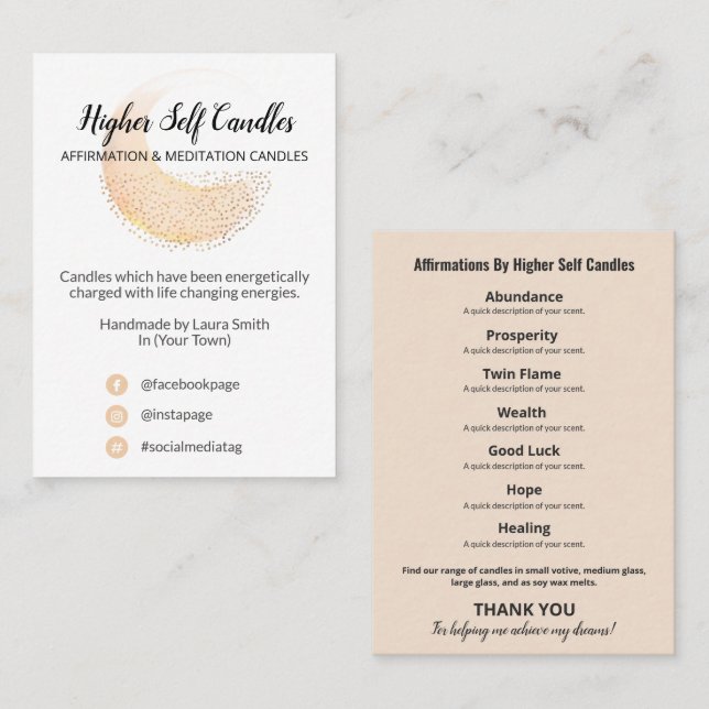 Carte de gamme de savon et de bougies du logo Fire (Devant / Derrière)